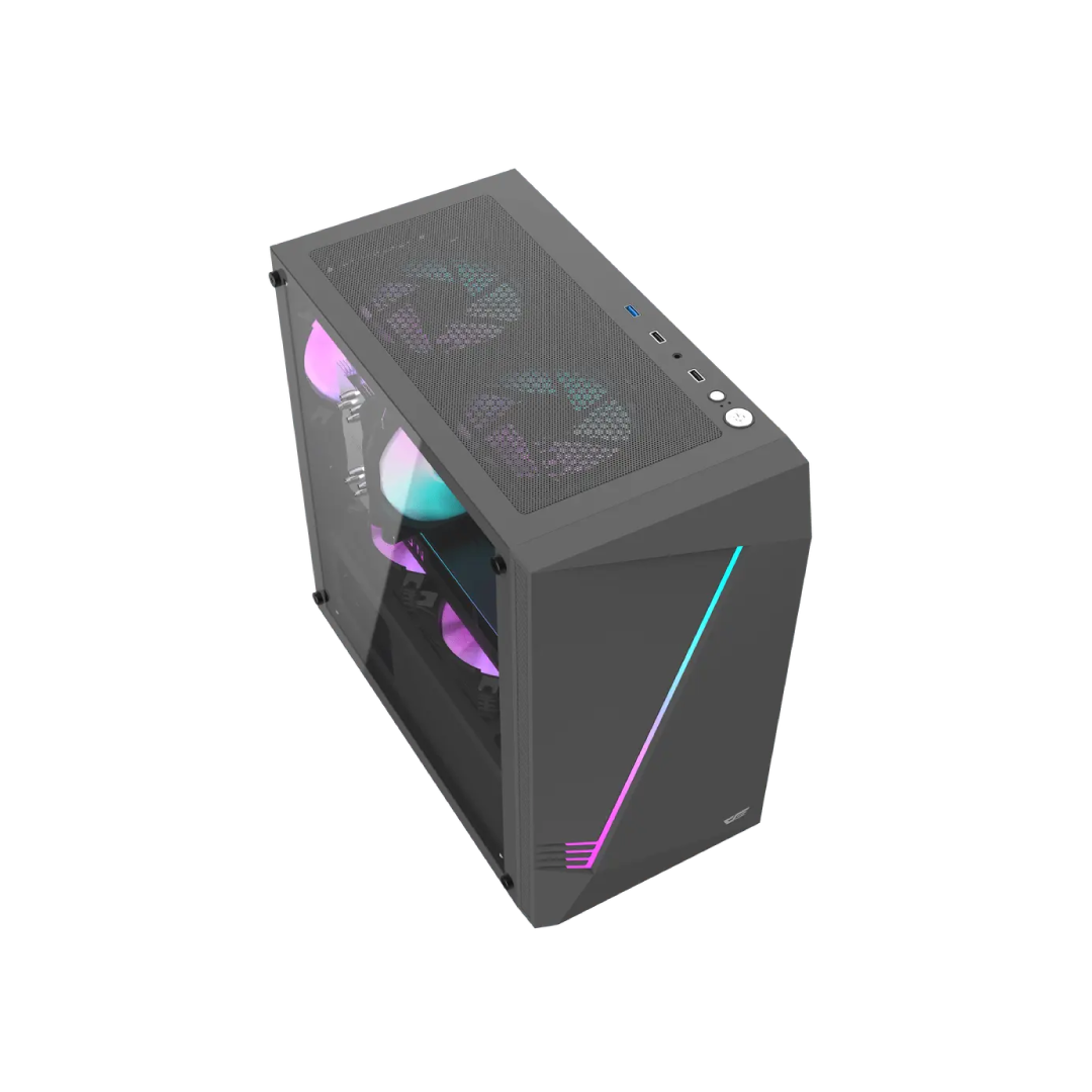 DarkFlash AL390 Black M‑ATX Gaming PC Case 1