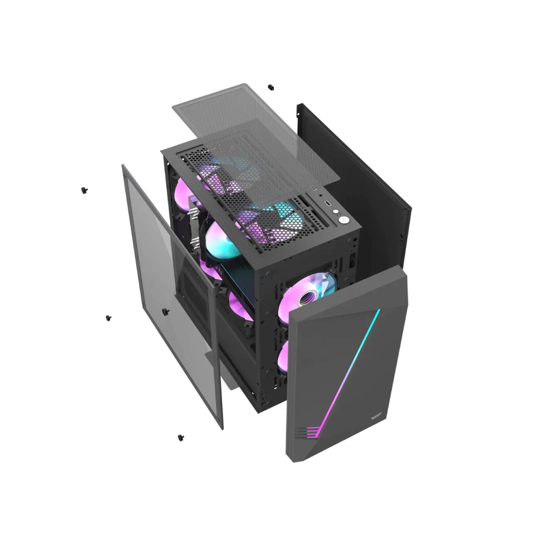 DarkFlash AL390 Black M‑ATX Gaming PC Case 1