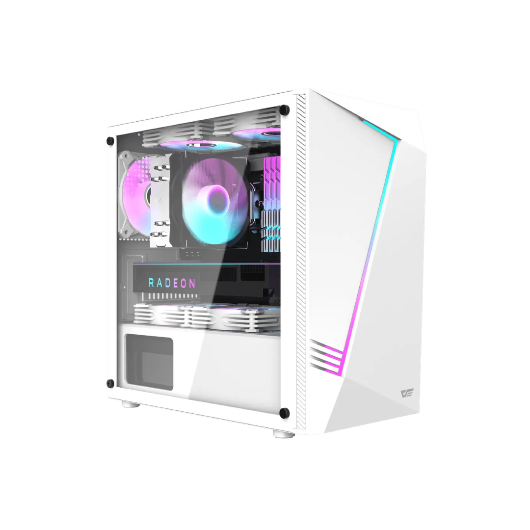 DarkFlash AL390 White Micro‑ATX Gaming PC Case