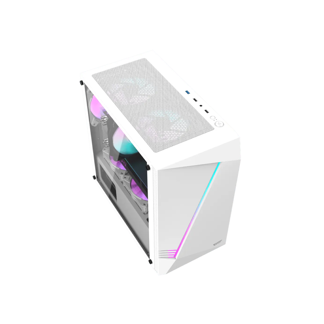 DarkFlash AL390 White Micro‑ATX Gaming PC Case 3