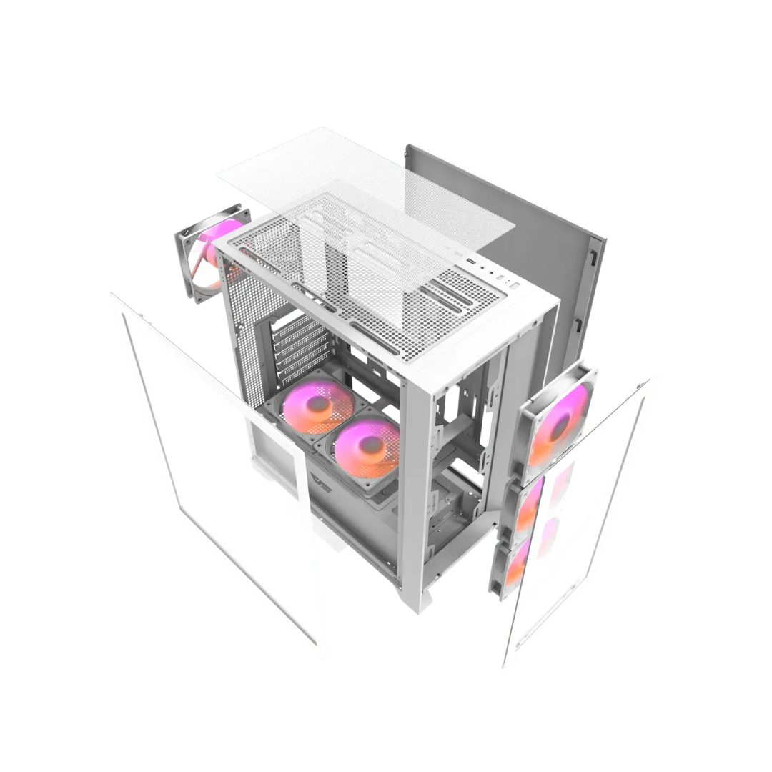 DarkFlash DRX70 Mesh White Mid‑Tower Gaming PC Case 1