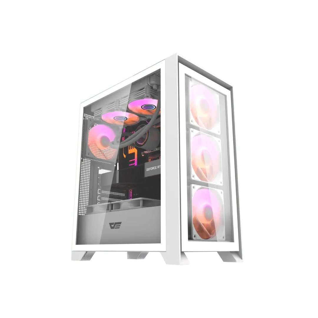 DarkFlash DRX70 Glass White Mid‑Tower Gaming PC Case