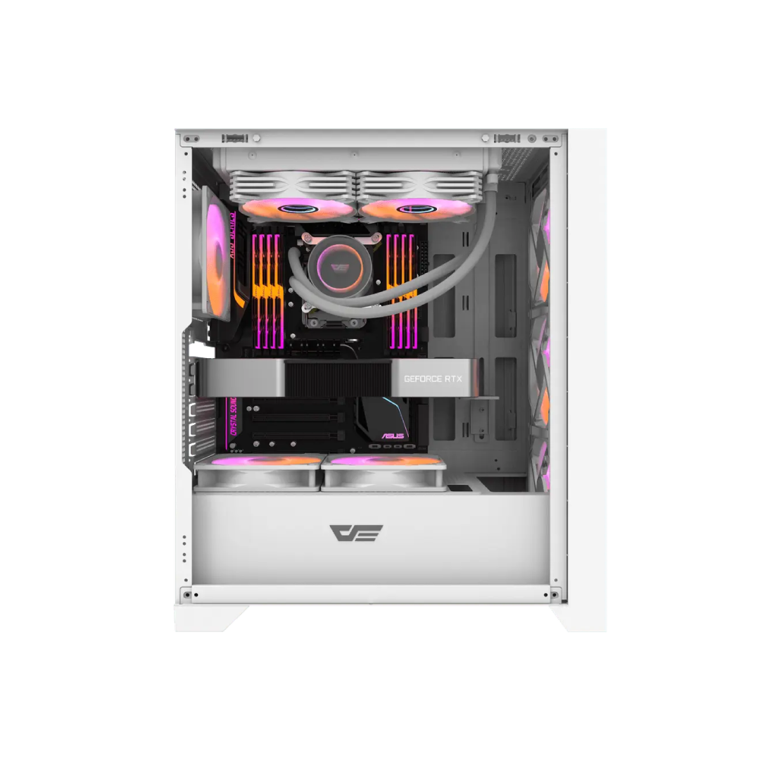 DarkFlash DRX70 Glass White Mid‑Tower Gaming PC Case 2
