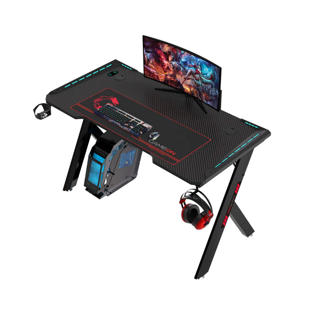 Gameon GO-HAWKSBILL Gaming Desk (120×60×72cm) with RGB Lighting & Accessories