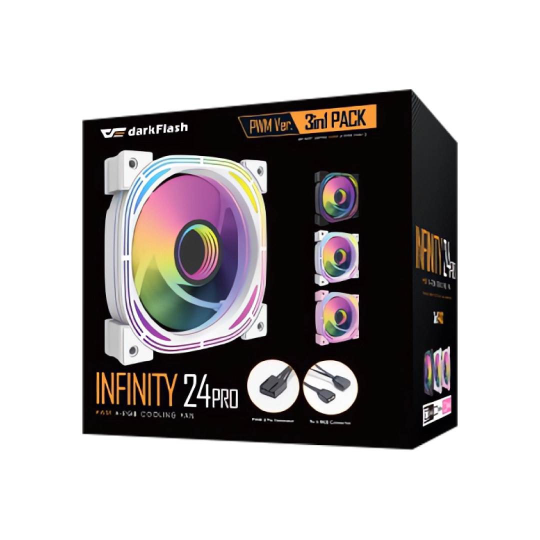 DarkFlash INF24T White PWM A‑RGB 120mm Case Fans 1