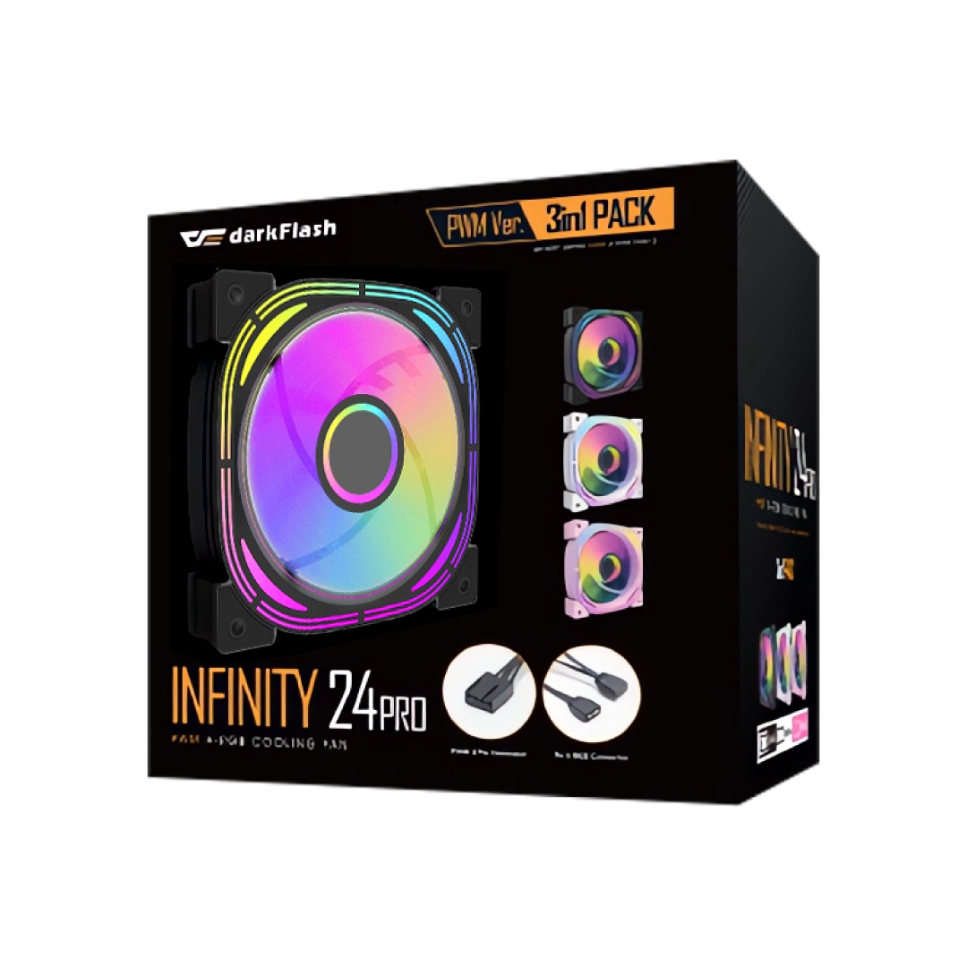 DarkFlash INF24T Black PWM A‑RGB 120mm Case Fans 1