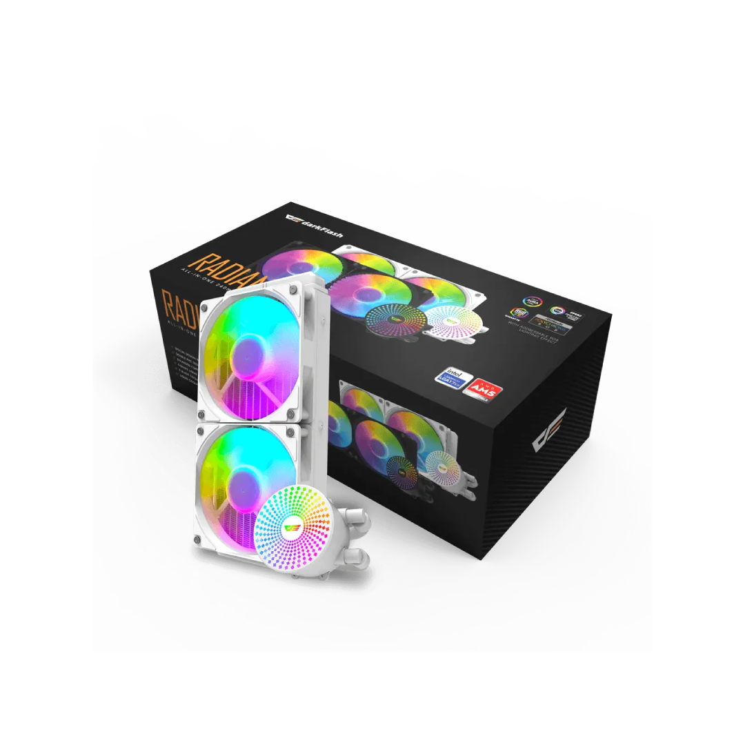 DarkFlash Radiant DC240 White ARGB 240mm All‑in‑One Liquid CPU Cooler
