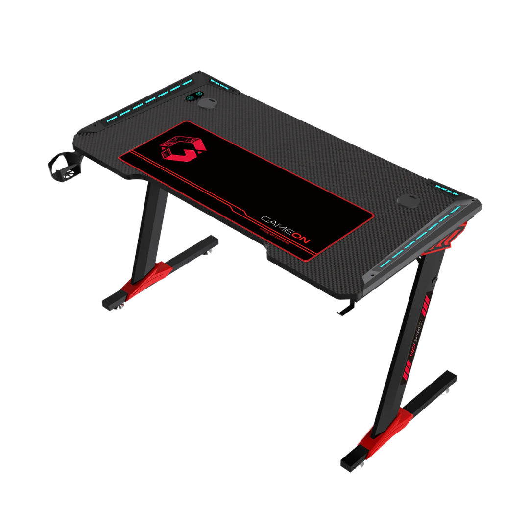 Gameon GO-RAPTORII RGB Gaming Desk (Z-Shape, 140×60×72cm) with Full Accessories Set