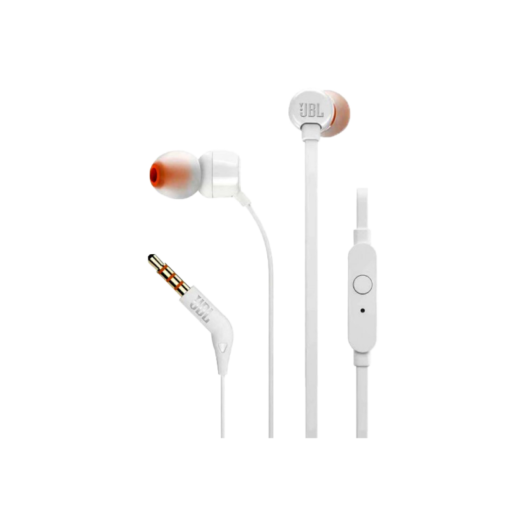 JBL TUNE110 White Wired In‑Ear Headphones
