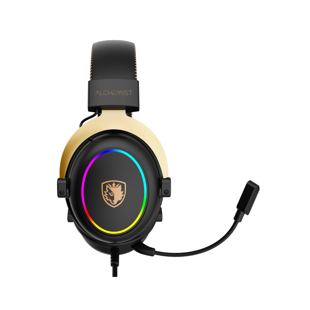 SADES Alchemist SA-913 GOLD USB Gaming Headset – 7.1 Surround / 50mm Drivers / ENC Mic / RGB Lighting 3