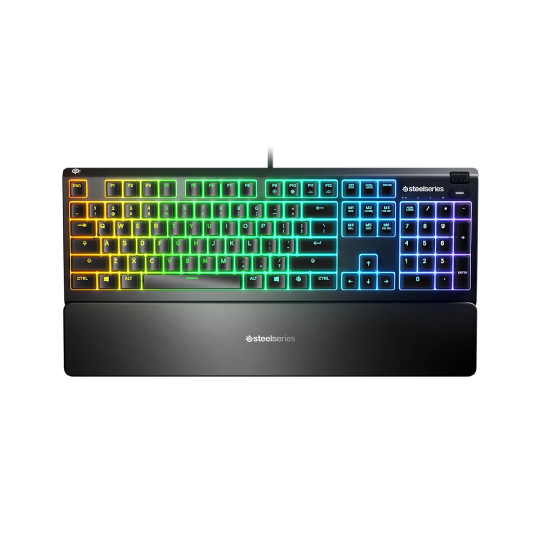SteelSeries Apex 3 (64795) RGB Gaming Keyboard – Water Resistant, Quiet Switches