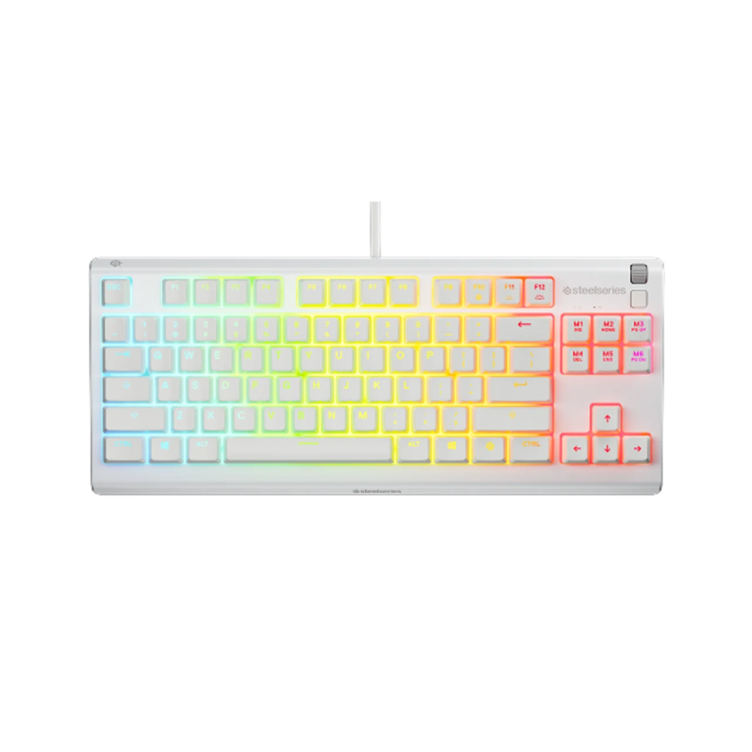 SteelSeries Apex 3 TKL White (64819) RGB Gaming Keyboard – Compact, Water Resistant, Quiet Switches