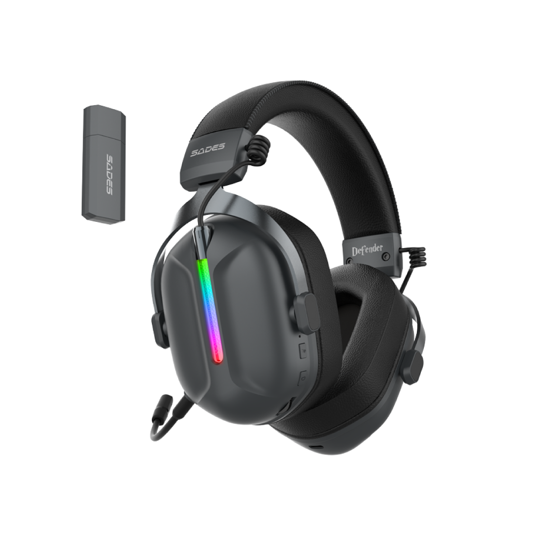SADES Defender SA-206 Tri-Mode Gaming Headset – 2.4GHz / Bluetooth 5.3 / 3.5mm / 50mm Drivers / RGB / Low Latency 2