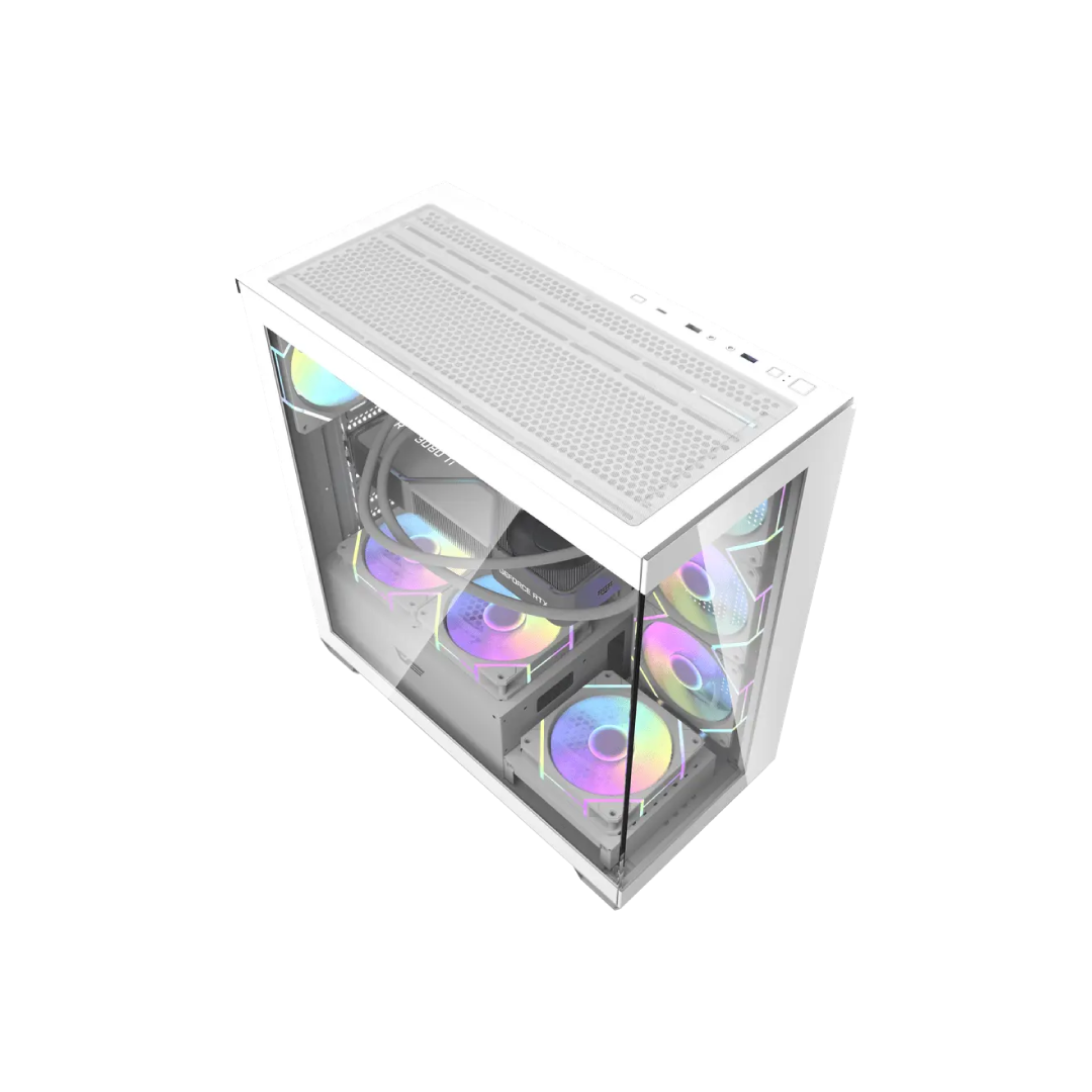 DarkFlash DS900 Glass White Mid‑Tower Gaming PC Case 3