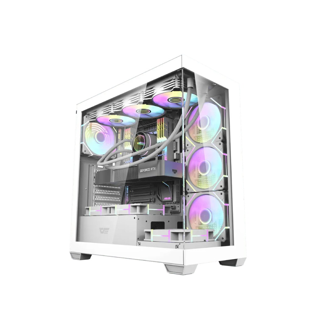 DarkFlash DS900 Glass White Mid‑Tower Gaming PC Case