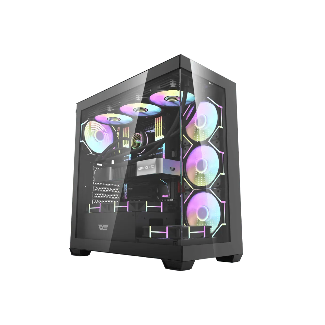 DarkFlash DS900 Glass Black Mid‑Tower Gaming PC Case