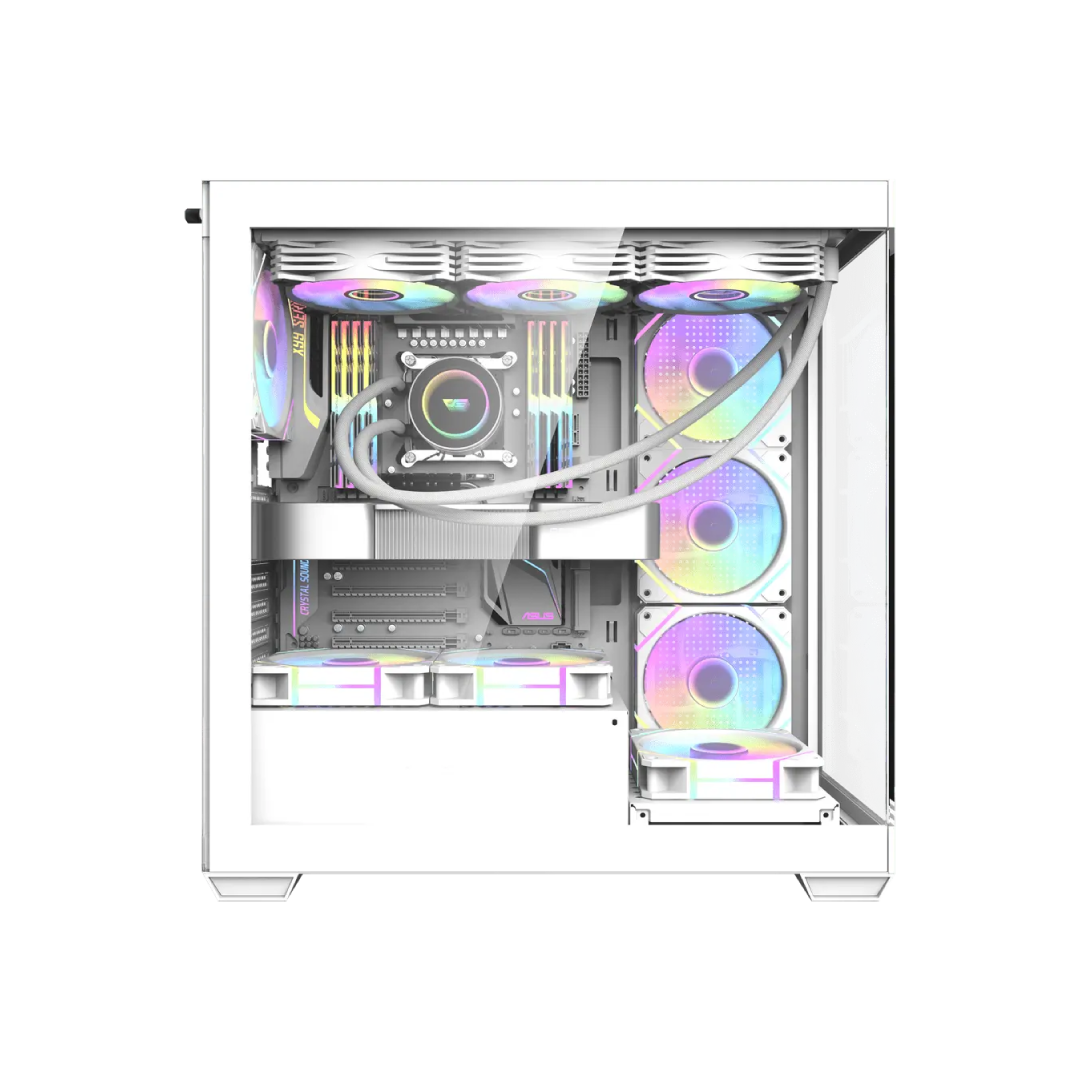 DarkFlash DS900 Glass White Mid‑Tower Gaming PC Case 1