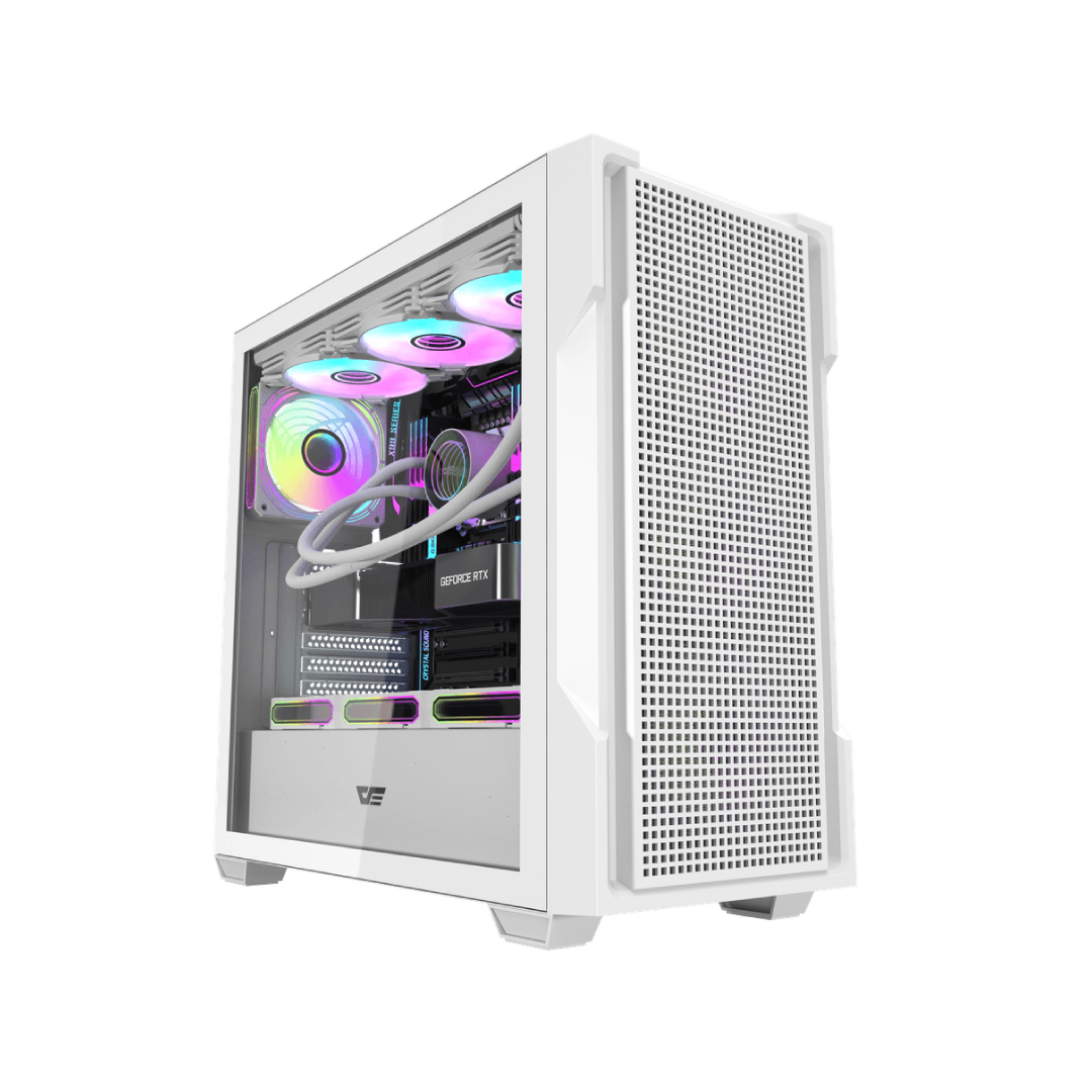 DarkFlash DS900 Mesh White Mid‑Tower Gaming PC Case