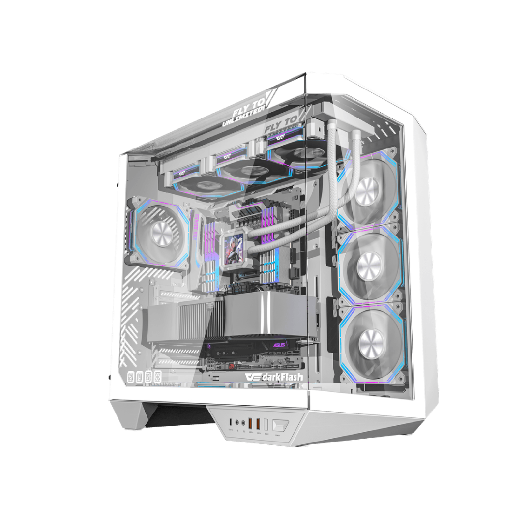 DarkFlash ARCEE DY470 White Full‑Tower ATX Gaming PC Case