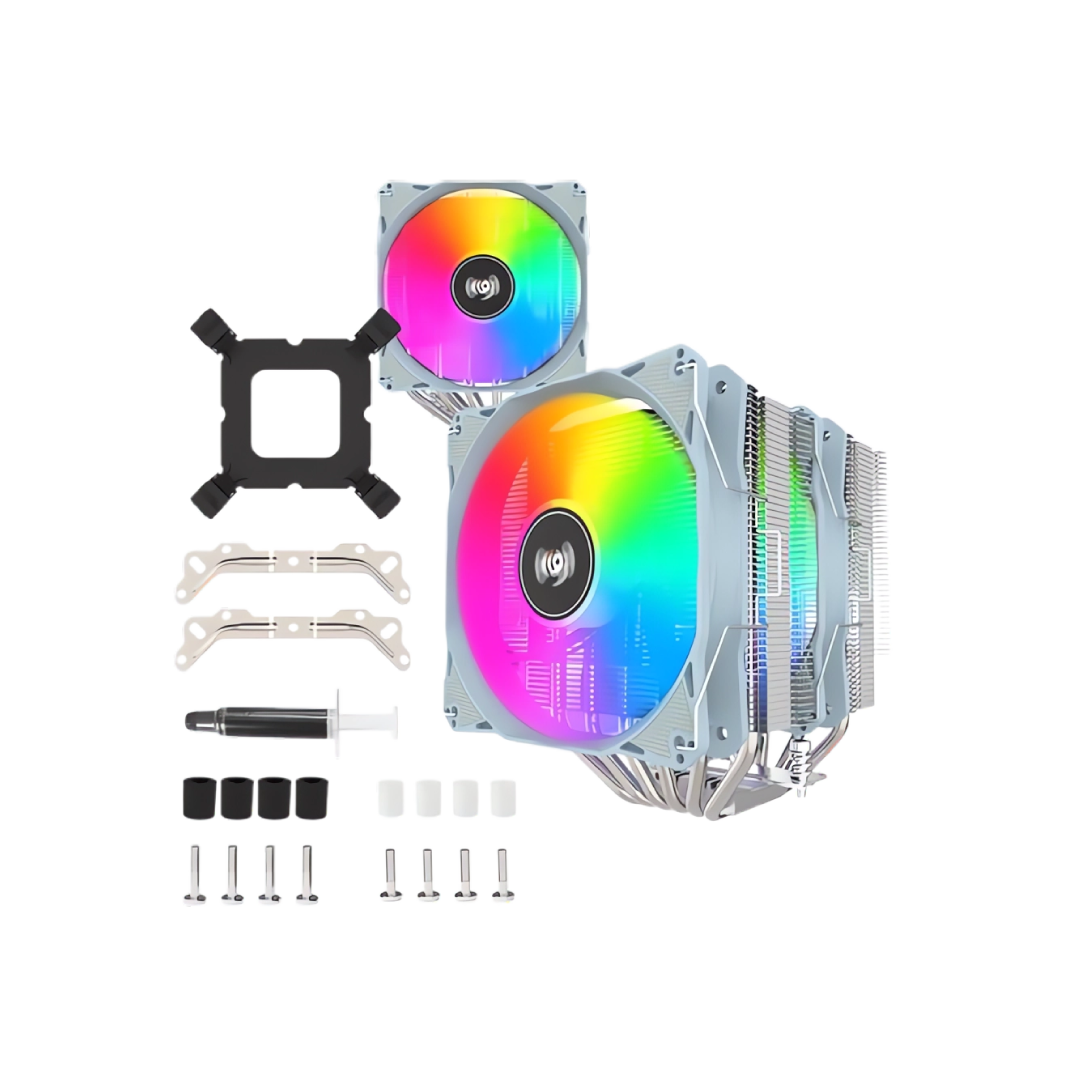 Aigo ICE600PRO White ARGB Dual Tower CPU Air Cooler 1