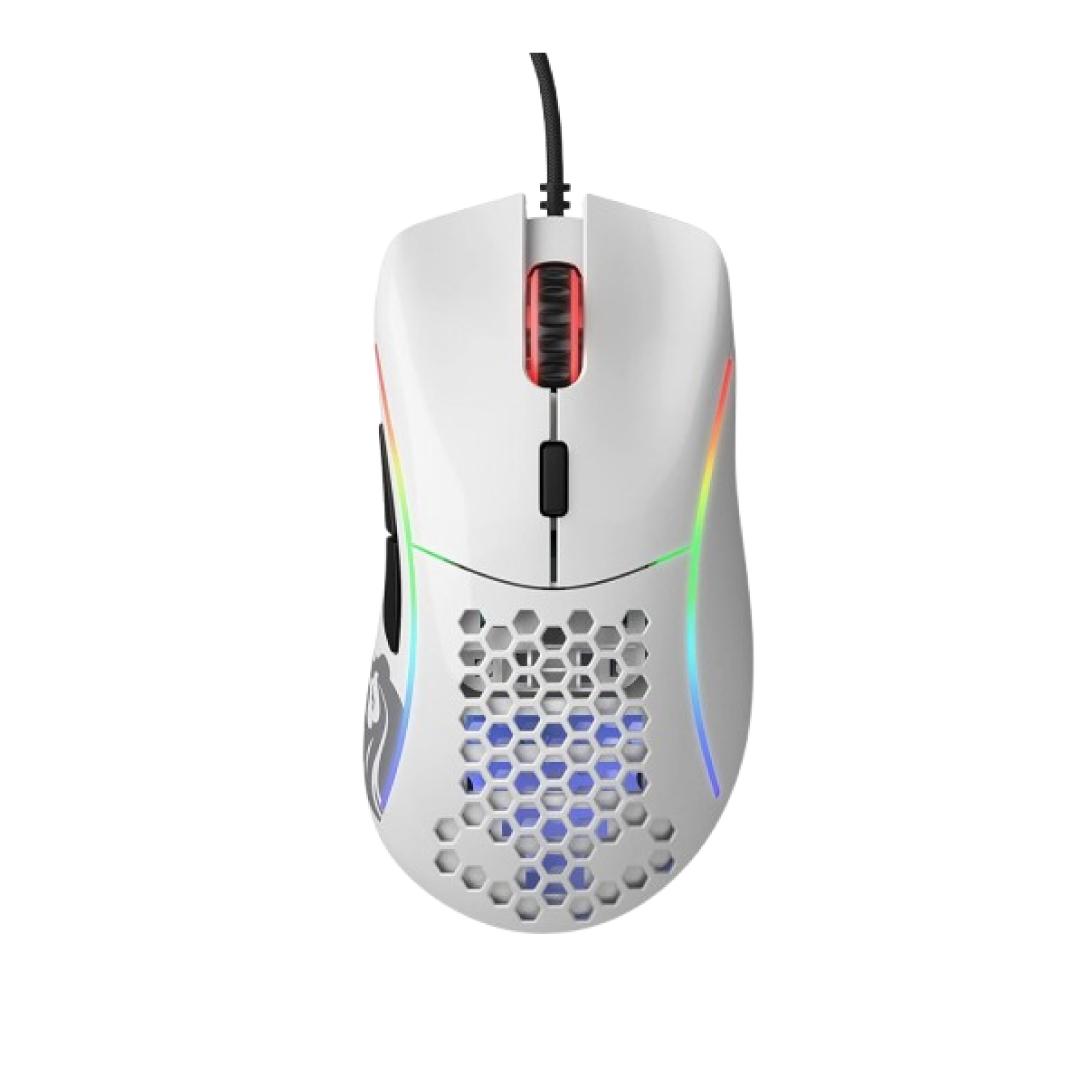 Glorious Model D Minus Glossy White Gaming Mouse (GLO-MS-DM-GW) Ultra-Light Ergonomic RGB Mouse