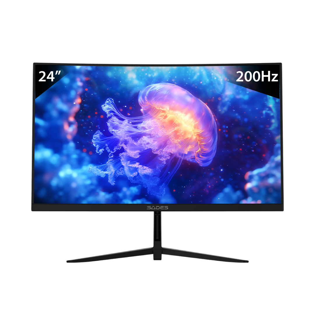 SADES NC-Pelagia 24” FHD Gaming Monitor – 200Hz / 0.5ms MPRT / Curved VA Panel / FreeSync / HDR