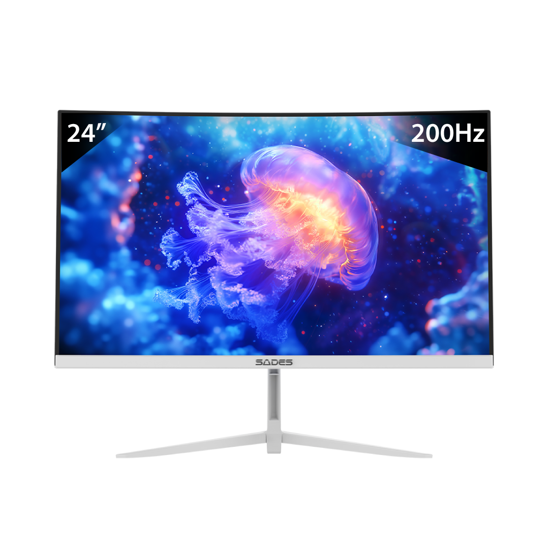 SADES NC-Pelagia 24” Curved FHD Gaming Monitor – 200Hz / 0.5ms MPRT / VA Panel / FreeSync / HDR / White Edition