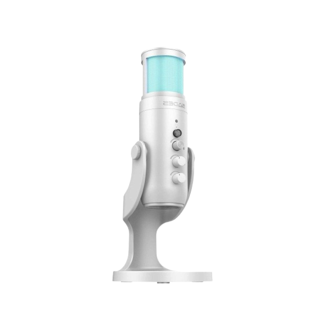 SADES Otus SW-MC04 White USB Gaming Microphone – Cardioid / Noise Reduction / One-Touch Mute / Boom Arm / RGB Streaming Mic