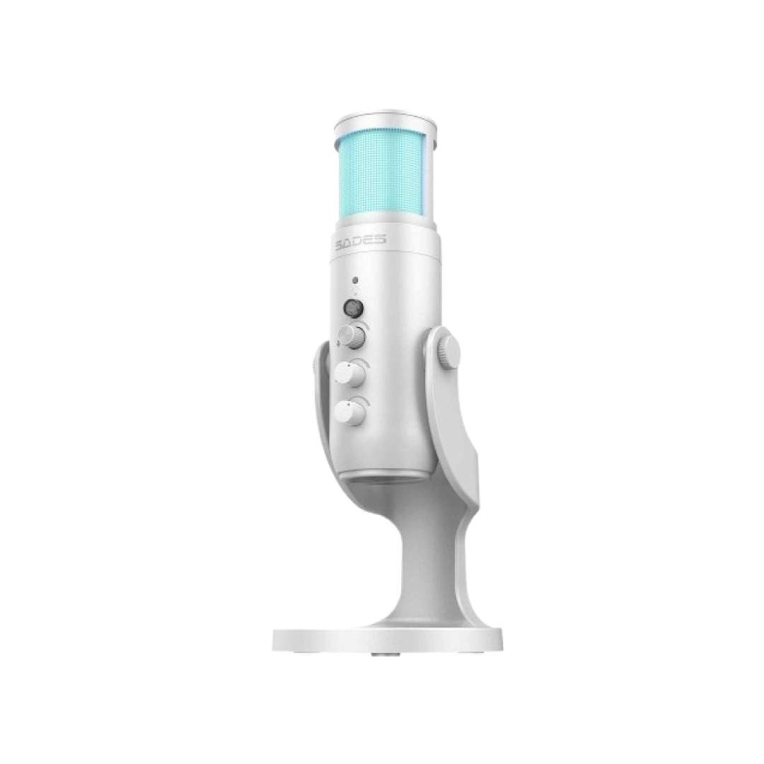 SADES Otus SW-MC04 White USB Gaming Microphone – Cardioid / Noise Reduction / One-Touch Mute / Boom Arm / RGB Streaming Mic 2