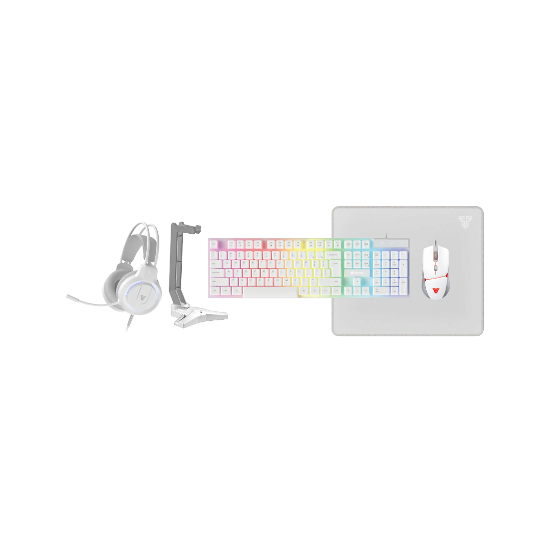 Fantech P51 White 5IN1 Gaming Combo Kit (Keyboard + Mouse + Headset + Mousepad + Stand)