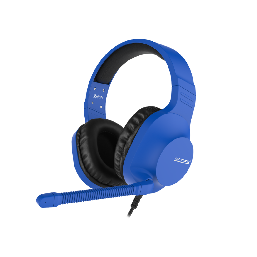 SADES Spirit SA-721 Blue Gaming Headset – 50mm Drivers / Stereo Sound / Noise Cancelling Mic / 3.5mm / Lightweight Design