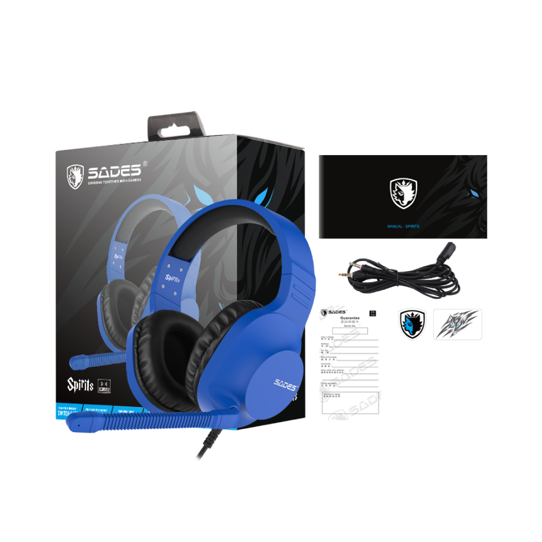 SADES Spirit SA-721 Blue Gaming Headset – 50mm Drivers / Stereo Sound / Noise Cancelling Mic / 3.5mm / Lightweight Design 2