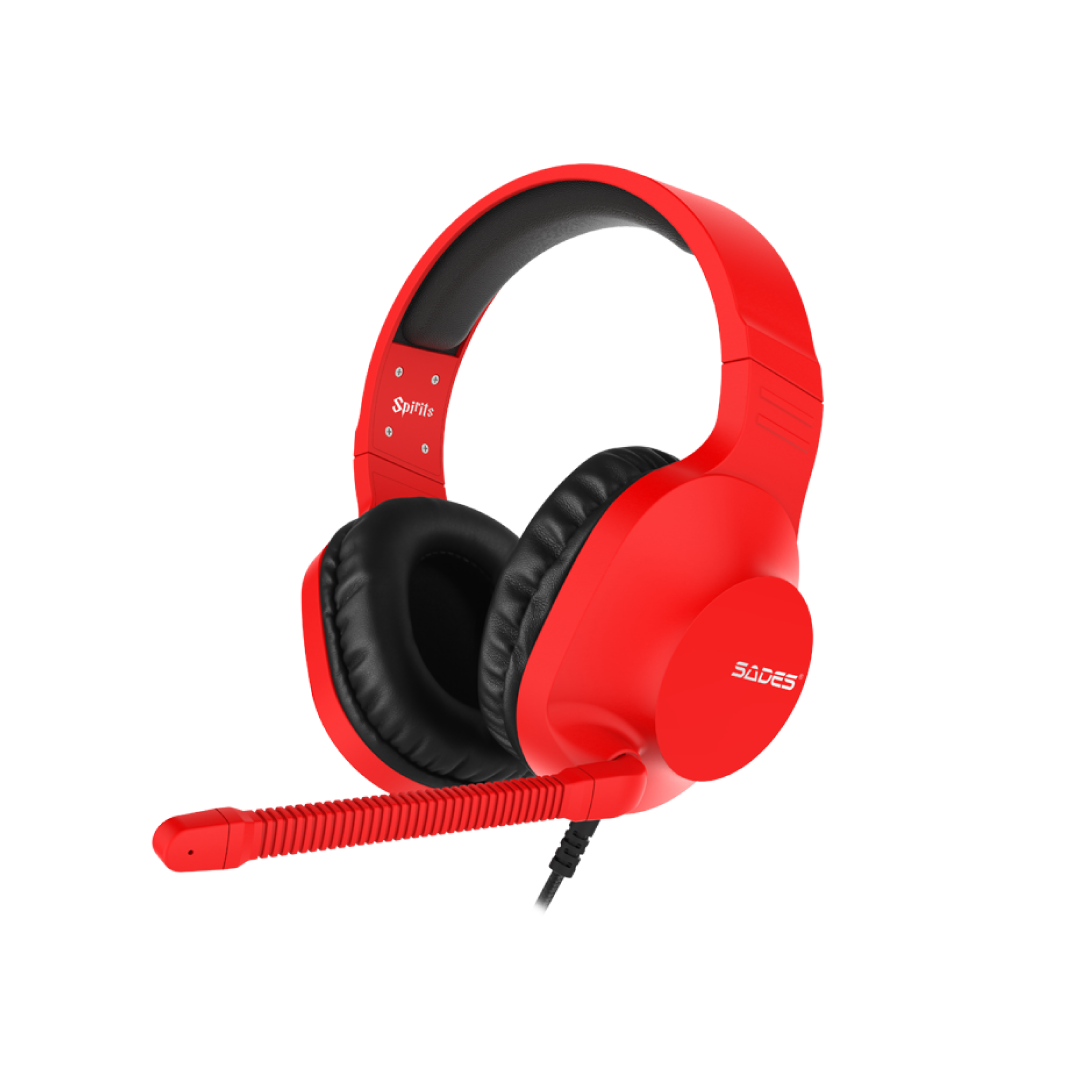 SADES Spirit SA-721 Red Gaming Headset – 50mm Drivers / Stereo Sound / Noise Cancelling Mic / 3.5mm / Lightweight Design