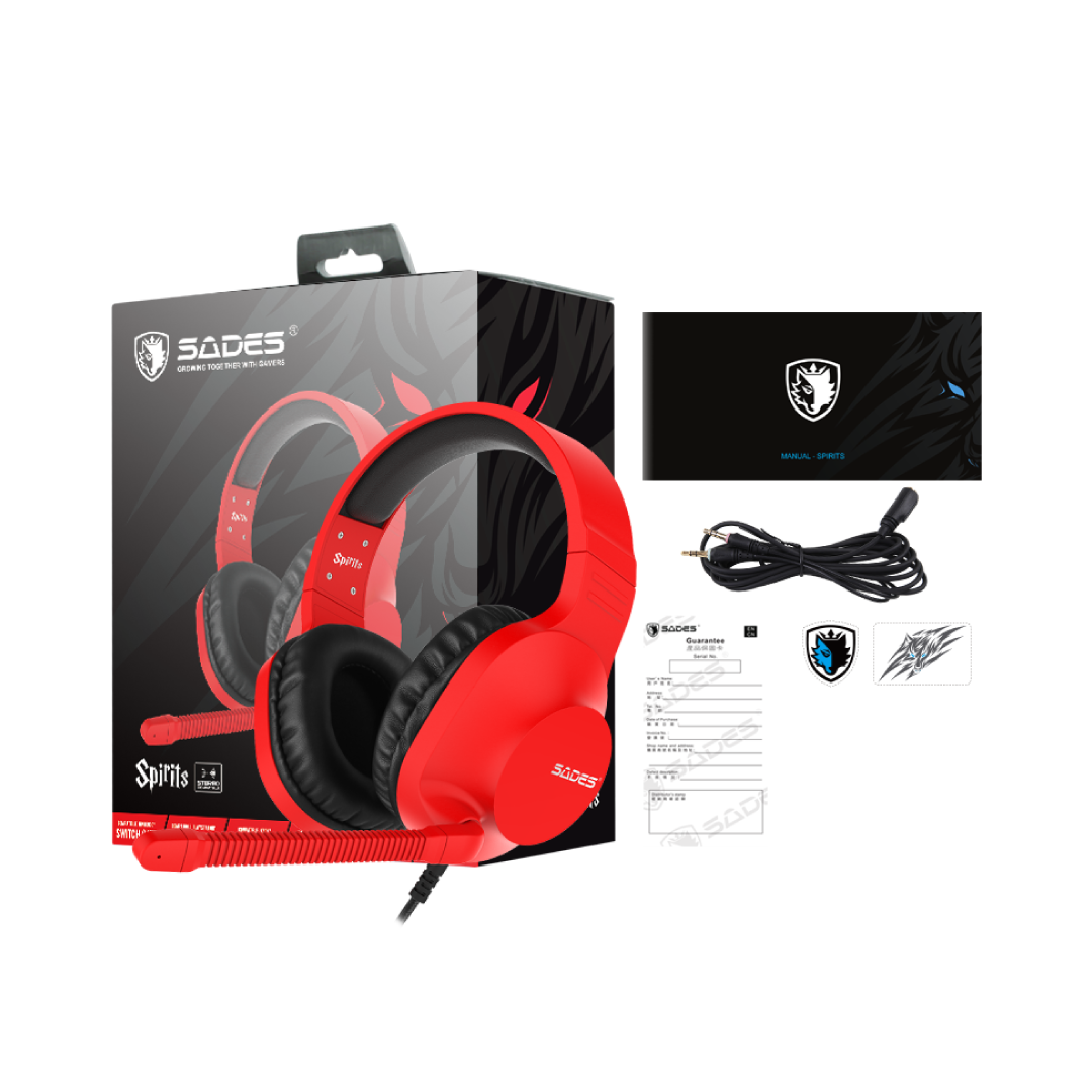 SADES Spirit SA-721 Red Gaming Headset – 50mm Drivers / Stereo Sound / Noise Cancelling Mic / 3.5mm / Lightweight Design 2