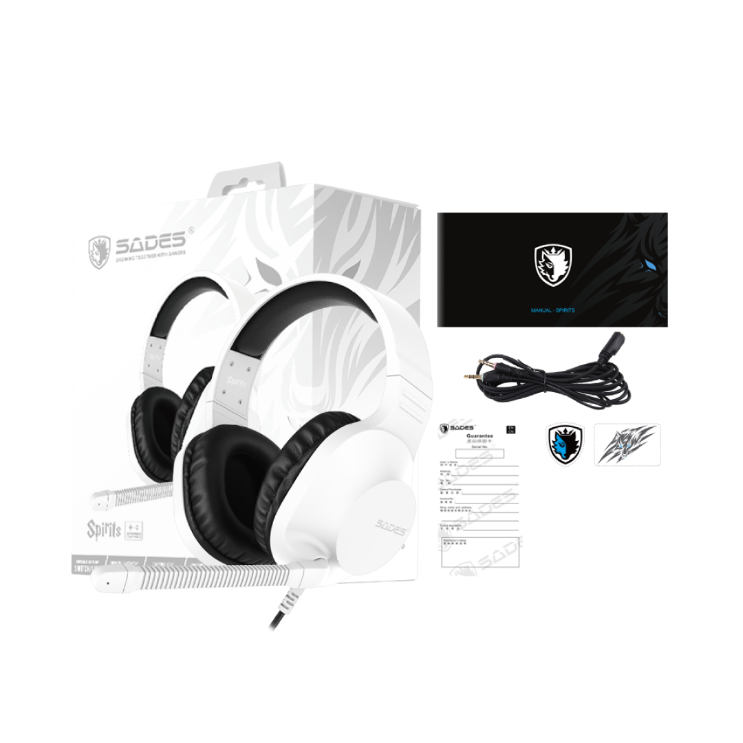 SADES Spirit SA-721 White Gaming Headset – 50mm Drivers / Stereo Sound / Noise Cancelling Mic / 3.5mm / Lightweight Design 2