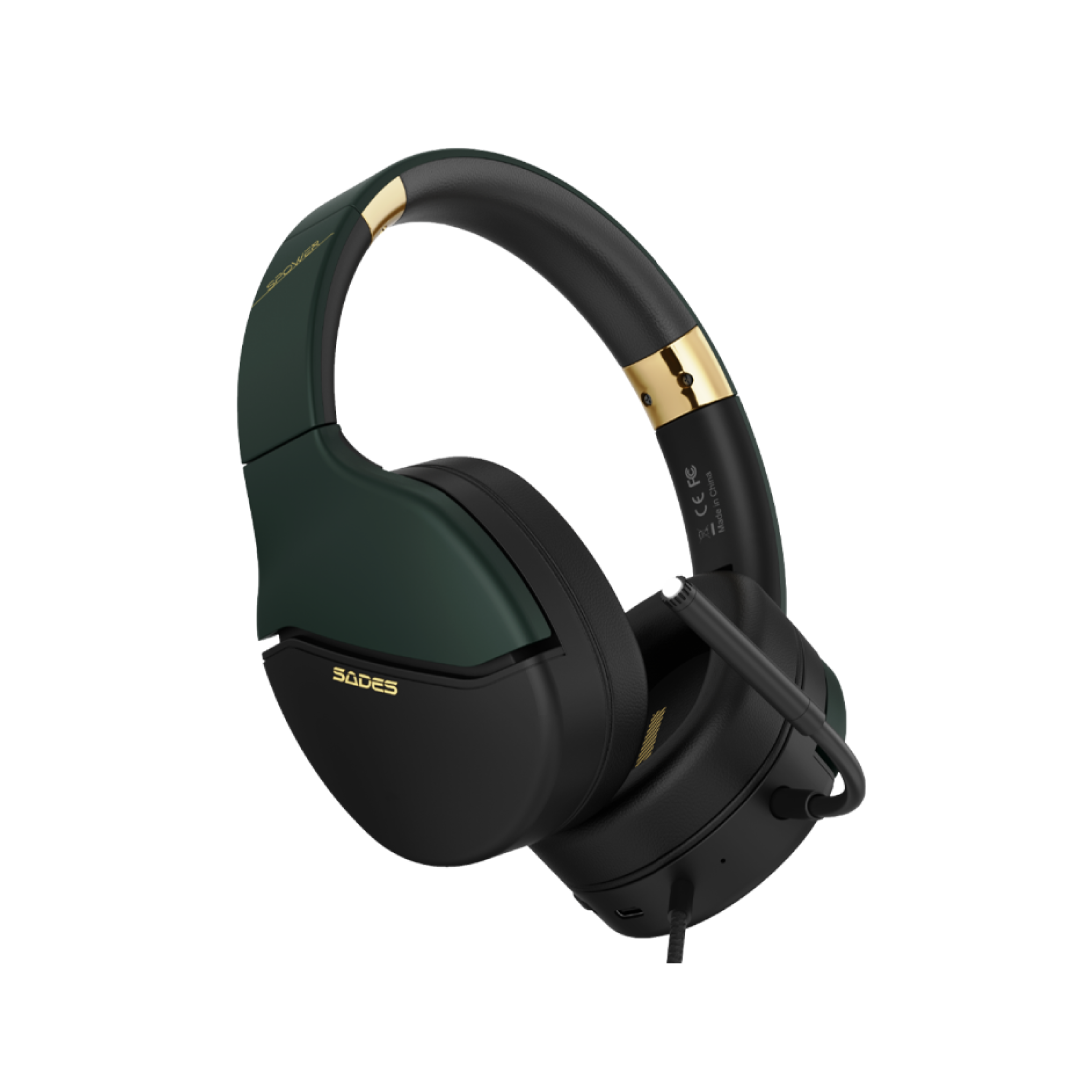 SADES SPower SA-725 Gold Gaming Headset – 40mm Drivers / Stereo Sound / Noise Cancelling Mic / Foldable Design / 3.5mm Multi-Platform 1