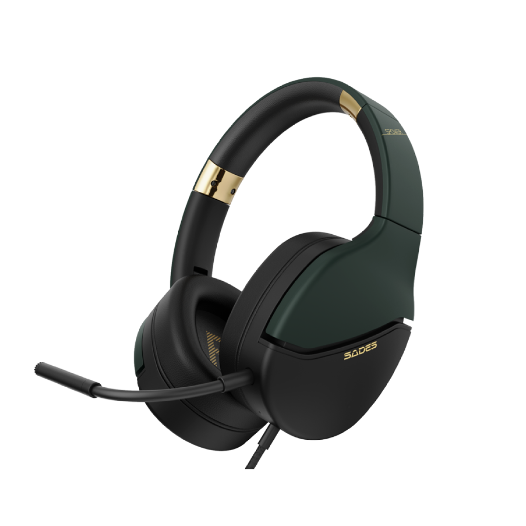 SADES SPower SA-725 Gold Gaming Headset – 40mm Drivers / Stereo Sound / Noise Cancelling Mic / Foldable Design / 3.5mm Multi-Platform