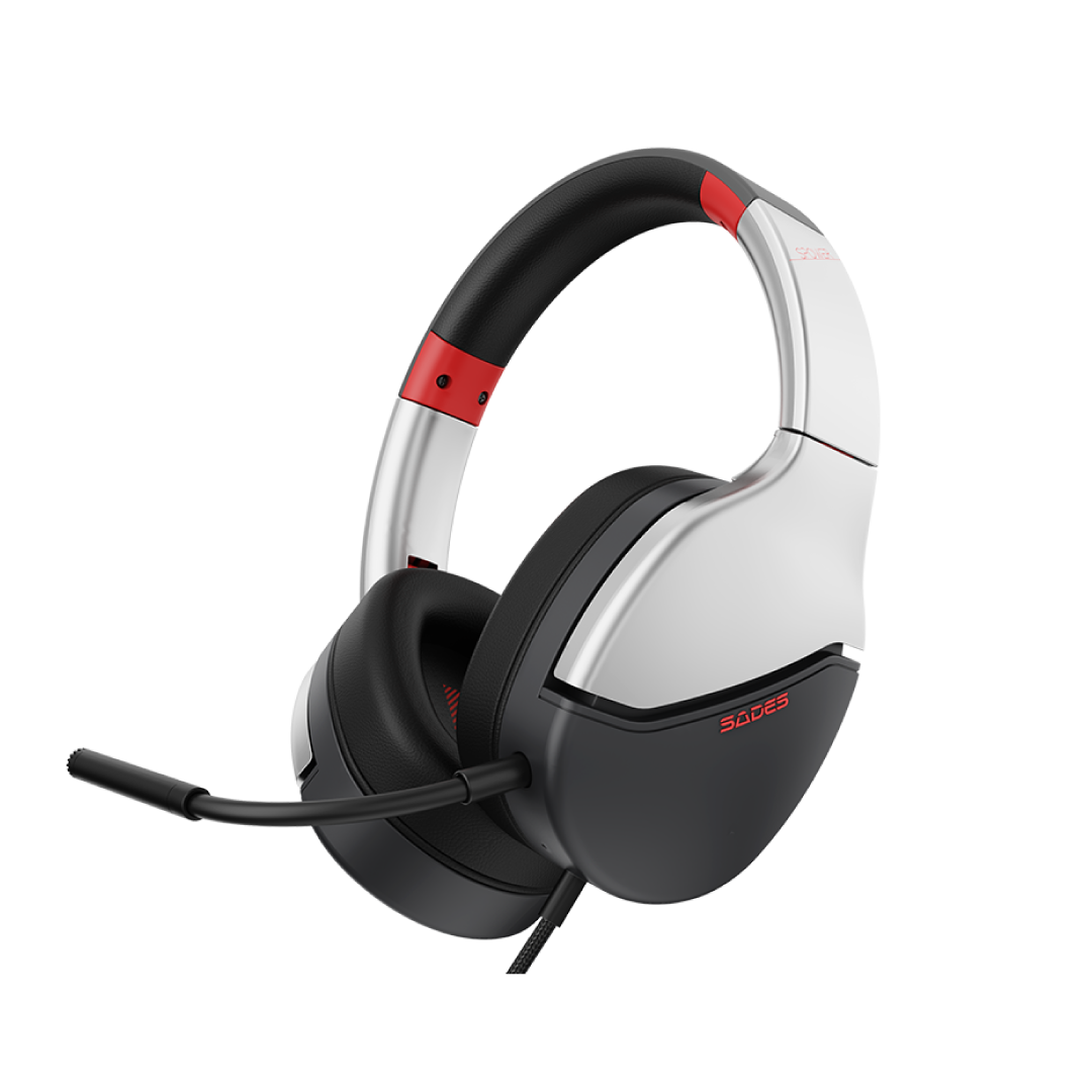 SADES SPower SA-725 Silver Gaming Headset – 40mm Drivers / Stereo Sound / Noise Cancelling Mic / Foldable Design / 3.5mm Multi-Platform