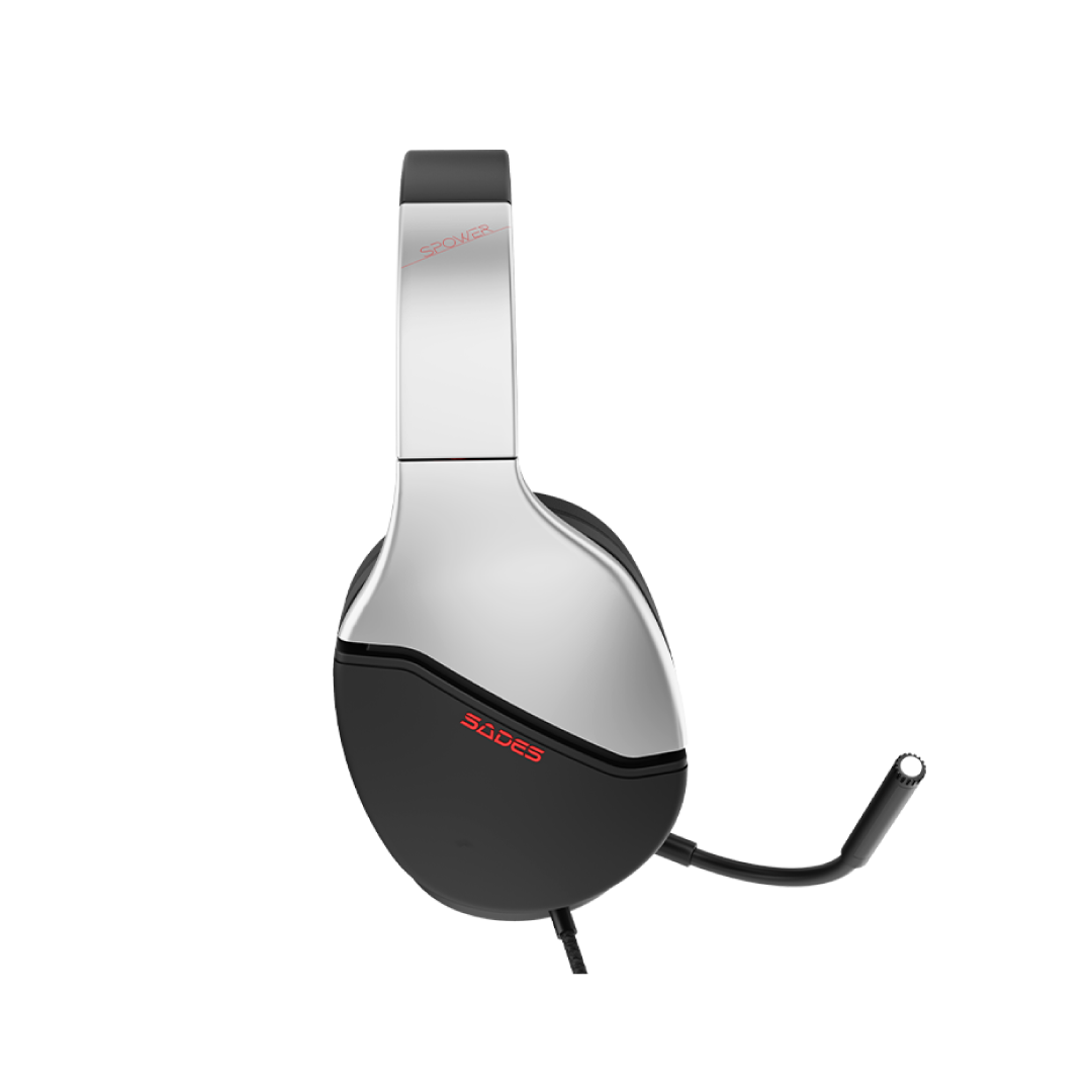 SADES SPower SA-725 Silver Gaming Headset – 40mm Drivers / Stereo Sound / Noise Cancelling Mic / Foldable Design / 3.5mm Multi-Platform 4