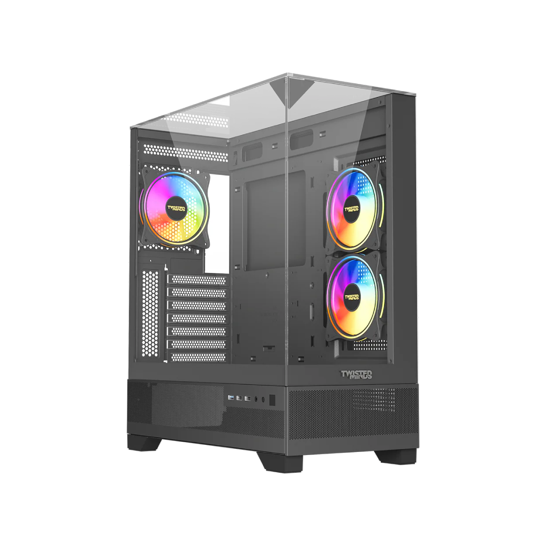 Twisted Minds Eclipse Forge TM-XL290-B Gaming Case – Mid Tower / Tempered Glass / ATX / 400mm GPU / 240mm Water Cooling Support / Black