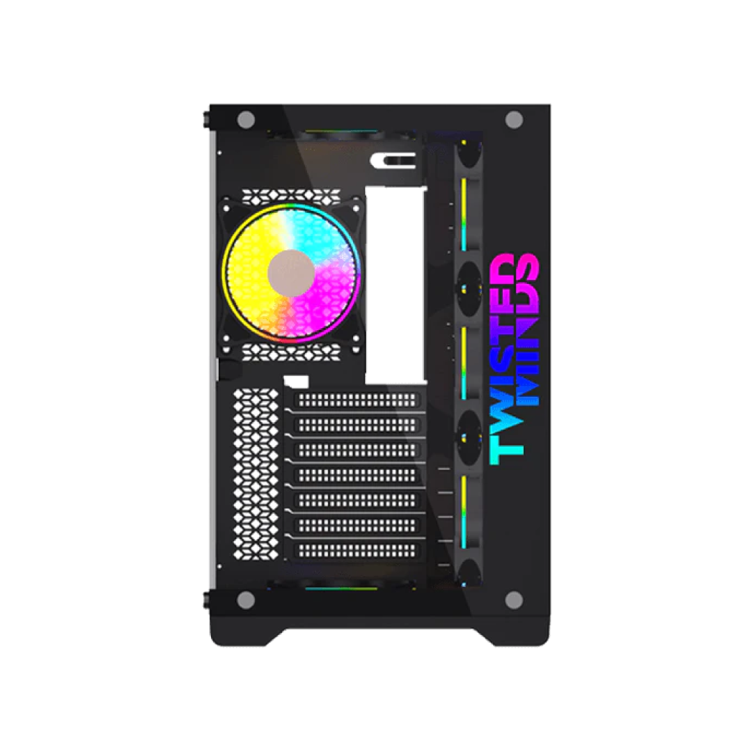 Twisted Minds TM1-B-S Black Gaming Case – Mid Tower / Tempered Glass / ATX / 7 Fans Support / Up to 360mm AIO / 380mm GPU 2