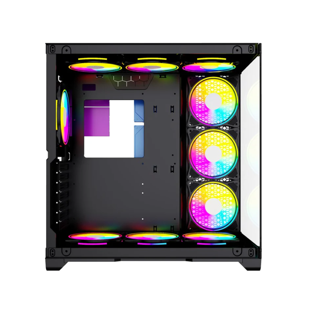 Twisted Minds TM1-B-S Black Gaming Case – Mid Tower / Tempered Glass / ATX / 7 Fans Support / Up to 360mm AIO / 380mm GPU 3