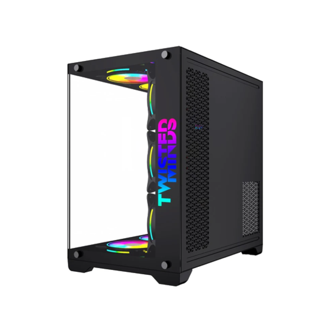 Twisted Minds TM1-B-S Black Gaming Case – Mid Tower / Tempered Glass / ATX / 7 Fans Support / Up to 360mm AIO / 380mm GPU 4