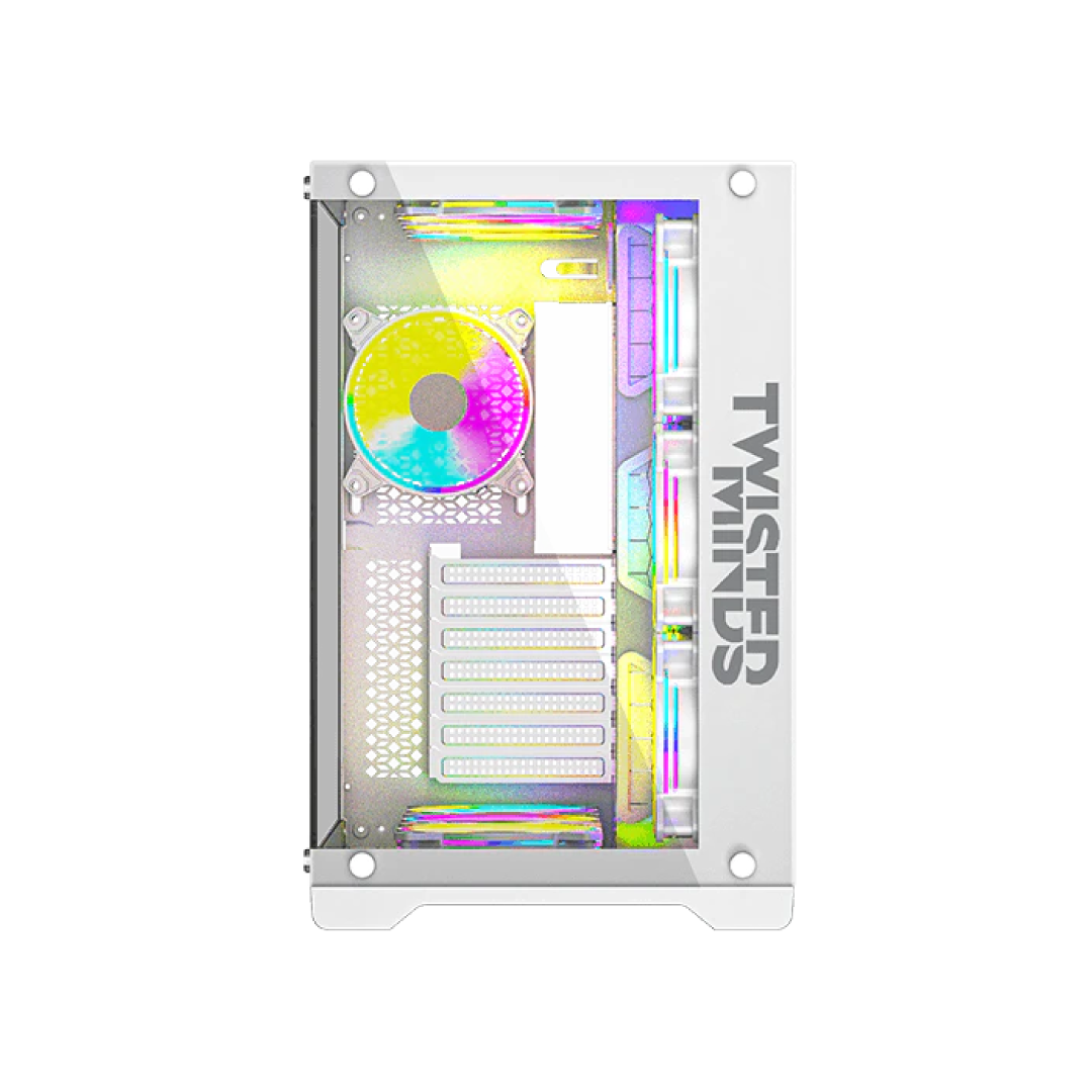 Twisted Minds TM1-W-S White Gaming Case – Mid Tower / Tempered Glass / ATX / 380mm GPU / 7 Fans Support / USB-C / White Edition 2