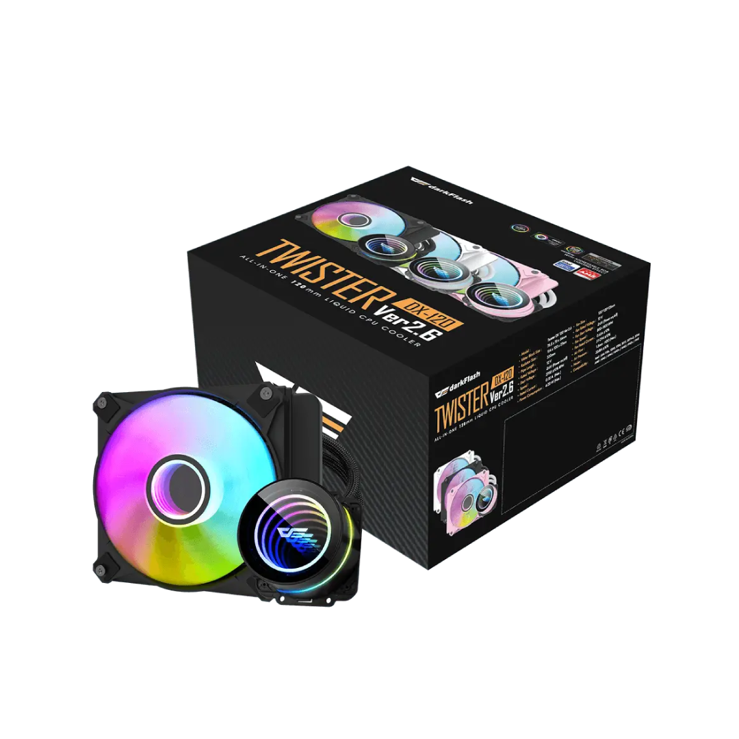DarkFlash Twister DXV2.6 120 Black ARGB 120mm All‑in‑One Liquid CPU Cooler