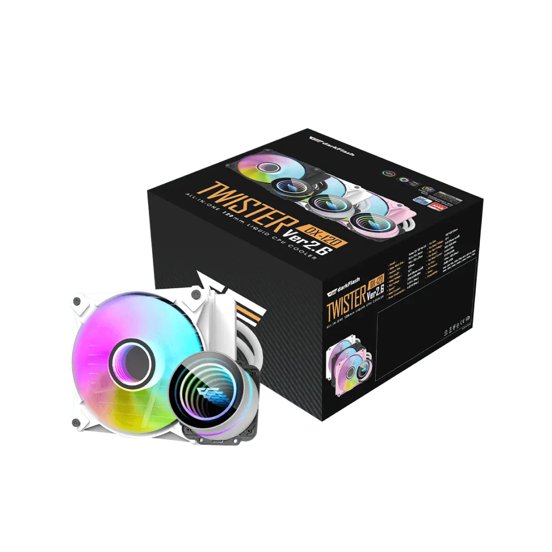 DarkFlash Twister DXV2.6 120 White ARGB 120mm All‑in‑One Liquid CPU Cooler
