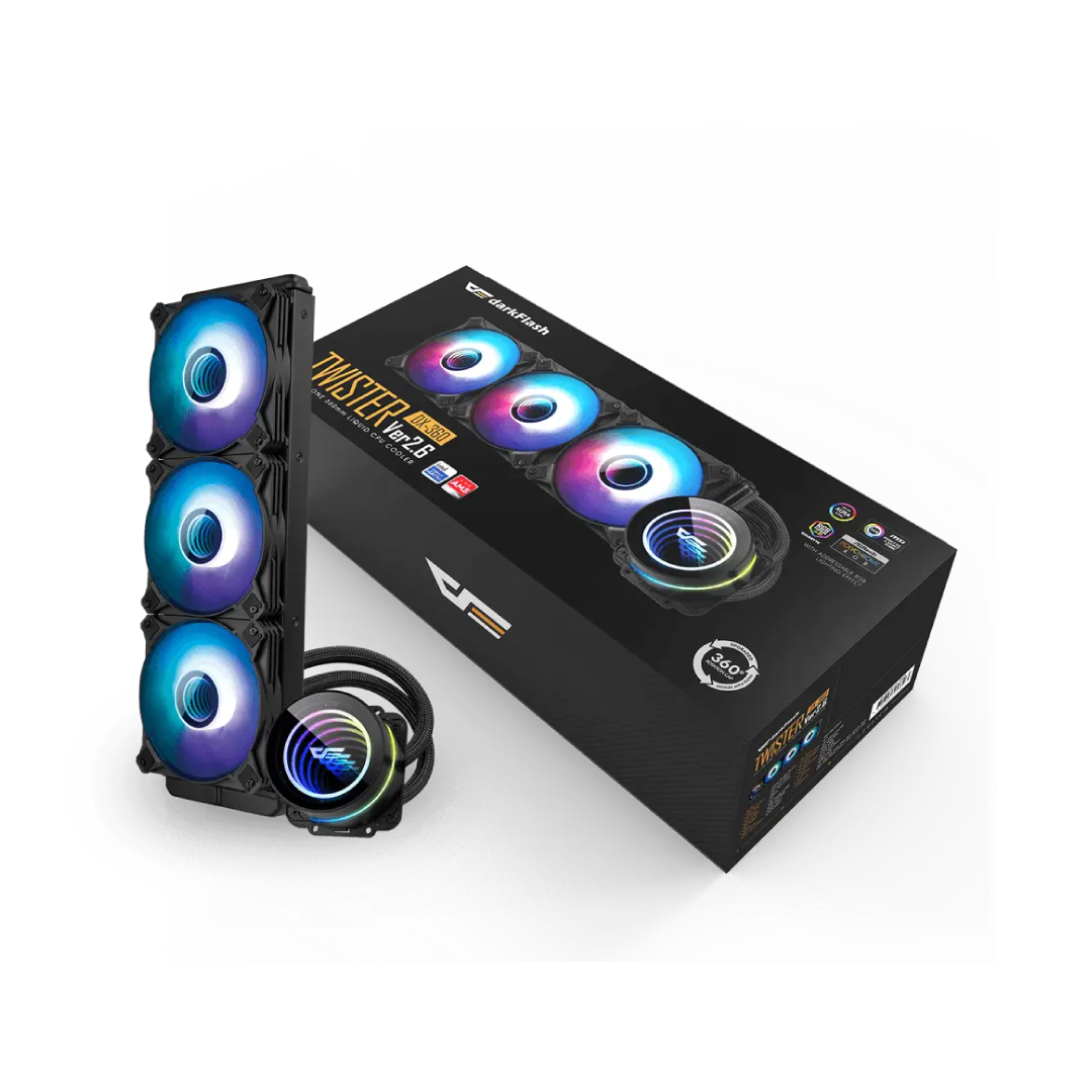 DarkFlash Twister DXV2.6 360 Black ARGB 360mm All‑in‑One Liquid CPU Cooler