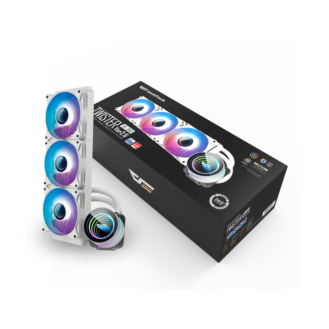 DarkFlash Twister DXV2.6 360 White ARGB 360mm All‑in‑One Liquid CPU Cooler