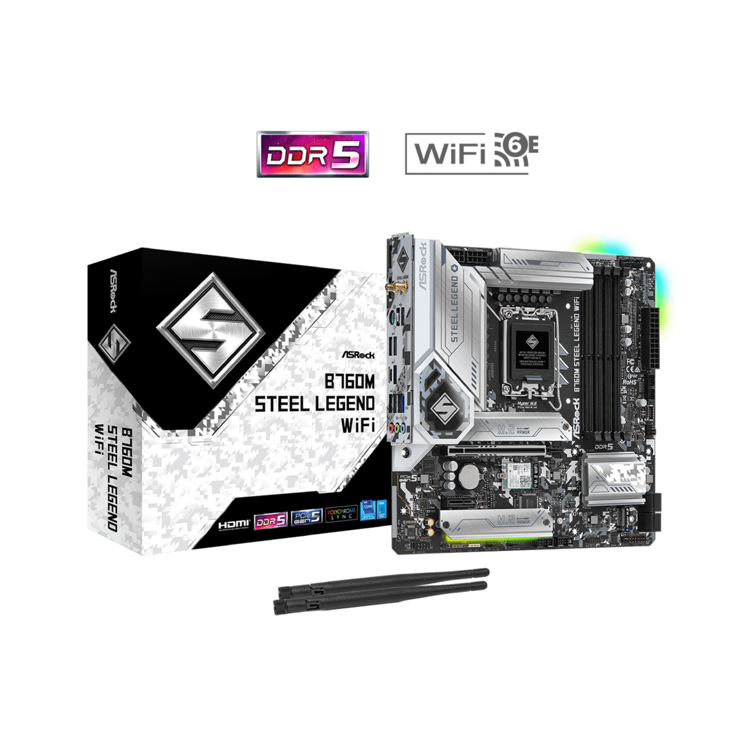ASRock B760M Steel Legend WiFi DDR5 Micro-ATX Motherboard