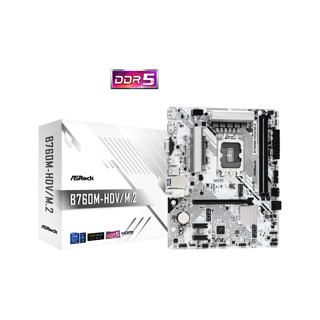 ASRock B760M-HDV/M.2 DDR5 Micro-ATX Motherboard